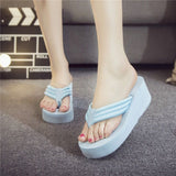 LOURDASPREC-New Fashion Summer Beach Shoes Sandals New Women's Korean Style Wedge Beach Flip Flops