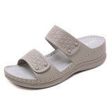 LOURDASPREC-New Fashion Summer Beach Shoes Sandals Women's Stitching Plus Size Wedge Embossed Rivet Sandals