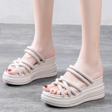 LOURDASPREC-New Fashion Summer Beach Shoes Sandals Women's Outer Wear Korean Thick-soled Two-way Roman Sandals