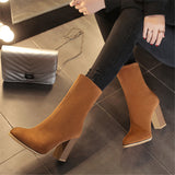 LOURDASPREC-new trends shoes seasonal shoes Back Zipper Pointed Toe Casual Mid-tube Women's Boots