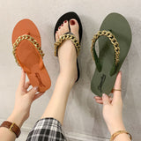 LOURDASPREC-New Fashion Summer Beach Shoes Sandals Women's Summer Beach Fashion Flat Chain Korean Sandals