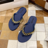 LOURDASPREC-New Fashion Summer Beach Shoes Sandals Women's Summer Beach Fashion Flat Chain Korean Sandals