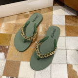 LOURDASPREC-New Fashion Summer Beach Shoes Sandals Women's Summer Beach Fashion Flat Chain Korean Sandals