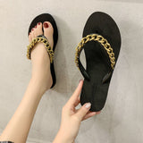 LOURDASPREC-New Fashion Summer Beach Shoes Sandals Women's Summer Beach Fashion Flat Chain Korean Sandals