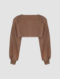 LOURDASPREC-Vacation Outfits Ins Style Brown Long Sleeve Sweater Crop Top And Slip Dress Set