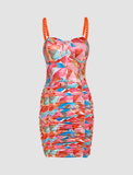 LOURDASPREC-Vacation Outfits Ins Style Colorful Corset Chain Cami Dress