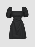 LOURDASPREC-Vacation Outfits Ins Style Blue Puff Sleeve Backless Summer Going Out Party Dress