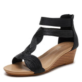 LOURDASPREC-New Fashion Summer Beach Shoes Sandals Women's Summer Large Size Skinny Back Zipper Sandals