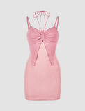 LOURDASPREC-Vacation Outfits Ins Style Bow Drawstring Cami Dress