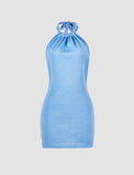 LOURDASPREC-Vacation Outfits Ins Style Solid Halter Sleeveless Dress