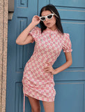 LOURDASPREC-Vacation Outfits Ins Style Cute Plaid Vintage Summer Party Pink Short Dress