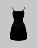 LOURDASPREC-Vacation Outfits Ins Style Lace Side Cutout Cami Summer Casual Little Black Dress