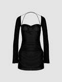 LOURDASPREC-Vacation Outfits Ins Style Kpop Hollow Halter Party Bodycon Short Dress for