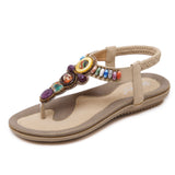 LOURDASPREC-New Fashion Summer Beach Shoes Sandals Women's Summer Ethnic Style Thailand Travel Beach Bohemian Vintage Sandals