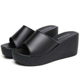 LOURDASPREC-New Fashion Summer Beach Shoes Sandals Women's Summer Korean Wedge Cattlehide Height Increased Sandals