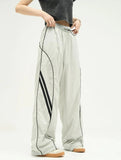 Lourdasprec  Y2k Hippie Striped Grey Cargo Parachute Pants Women Kpop Harajuku Oversize Sweatpants Decathlon Wide Leg Baggy Trousers