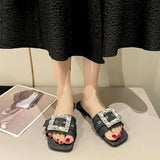 LOURDASPREC- Summer sandals with metal button and letter decoration