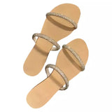 LOURDASPREC-New Fashion Summer Beach Shoes Sandals Summer Fairy Style Rhinestones Strap Flat Toe Sandals