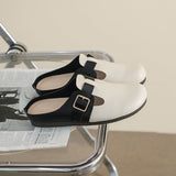 LOURDASPREC-New Fashion Summer Beach Shoes Sandals Women's Retro Flat Slip-on Closed Toe Half Sandals