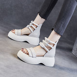 LOURDASPREC-New Fashion Summer Beach Shoes Sandals Women's Genuine Platform High-cut Summer Versatile Muffin Sandals