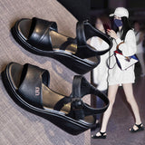 LOURDASPREC-New Fashion Summer Beach Shoes Sandals Women's Wedge Summer Platform Leisure High Sandals