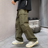 fall outfits men Overalls Men's Autumn and Winter New Loose Straight Casual Pants Men's Japanese Men's Fashion Brand Wide Leg Overalls Men's Casual Pants