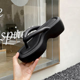 LOURDASPREC-New Fashion Summer Beach Shoes Sandals Women's Platform Summer Outdoor Flip-flops Cream Bread Sandals