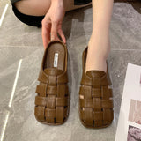 LOURDASPREC-New Fashion Summer Beach Shoes Sandals Women's Closed Toe Roman Half Flat Bottom Sandals