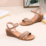 LOURDASPREC-New Fashion Summer Beach Shoes Sandals Women's Summer Genuine Wedge Flat Large Sandals