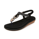 LOURDASPREC-New Fashion Summer Beach Shoes Sandals Bohemian Metal Hardware Buckle Large Size Sandals