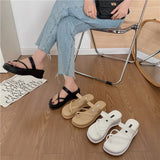 LOURDASPREC-New Fashion Summer Beach Shoes Sandals Women's Thick-soled Toe Covering Korean Summer Fashionable Sandals