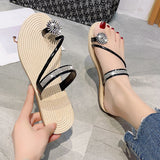 LOURDASPREC-New Fashion Summer Beach Shoes Sandals Women's Large Size Toe Covering Outdoor Summer Sandals