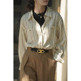 fall 2024 fashion trends Retro Striped Shirt for Women Spring and Autumn New Loose Casual Shirt Jacket Design Sense Niche Long Sleeve Top