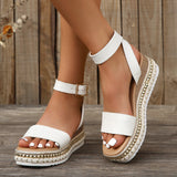 LOURDASPREC-New Fashion Summer Beach Shoes Sandals Women's Platform Hemp Rope Wedge Light Bottom Sandals