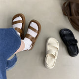 LOURDASPREC-New Fashion Summer Beach Shoes Sandals Women's Style Single Strap Summer Thick Bottom Sandals