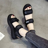 LOURDASPREC-New Fashion Summer Beach Shoes Sandals Women's Summer Versatile Platform Wedge Flat Soft Sandals