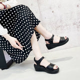 LOURDASPREC-New Fashion Summer Beach Shoes Sandals Women's Wedge Summer Platform Leisure High Sandals
