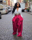 fall 2024 fashion trends Women's Fashion Solid Color Loose Casual Pocket Stitching Wide Leg Pants Trousers