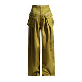 fall 2024 fashion trends Street Hipster Hip Hop Style Wide-Leg Pants 2024 Spring New High Waist Loose Slimming Pocket Casual Trousers