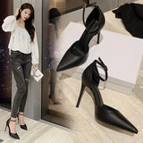 LOURDASPREC-Graduation Gift Back to School Season Women's Strap Closed Fashion Simple Korean Style Heels