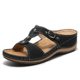 LOURDASPREC-New Fashion Summer Beach Shoes Sandals Durable Glamorous Women's Run Stitching Wedge Sandals