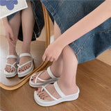 LOURDASPREC-New Fashion Summer Beach Shoes Sandals Women's Thick-soled Toe Covering Korean Summer Fashionable Sandals