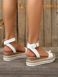 LOURDASPREC-New Fashion Summer Beach Shoes Sandals Women's Platform Hemp Rope Wedge Light Bottom Sandals