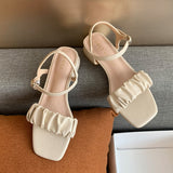 LOURDASPREC-Graduation Gift Back to School Season Women's Summer Strap French Low Large Sandals