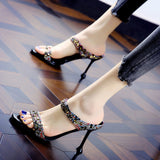 LOURDASPREC-New Fashion Summer Beach Shoes Sandals Women's Color Matching Flip-flops Summer Rhinestone Open Sandals