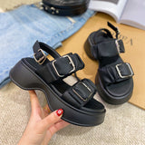 LOURDASPREC-New Fashion Summer Beach Shoes Sandals Women's Platform Summer Fashion Roman With Buckle Sandals