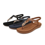 LOURDASPREC-New Fashion Summer Beach Shoes Sandals Bohemian Metal Hardware Buckle Large Size Sandals