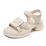 LOURDASPREC-New Fashion Summer Beach Shoes Sandals Women's Open Toe For Summer Versatile Muffin Cowhide Outer Sandals