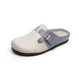 LOURDASPREC-New Fashion Summer Beach Shoes Sandals Women's Retro Flat Slip-on Closed Toe Half Sandals