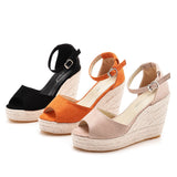 LOURDASPREC-New Fashion Summer Beach Shoes Sandals Creative Bohemian Peep Toe Hemp Rope Sandals